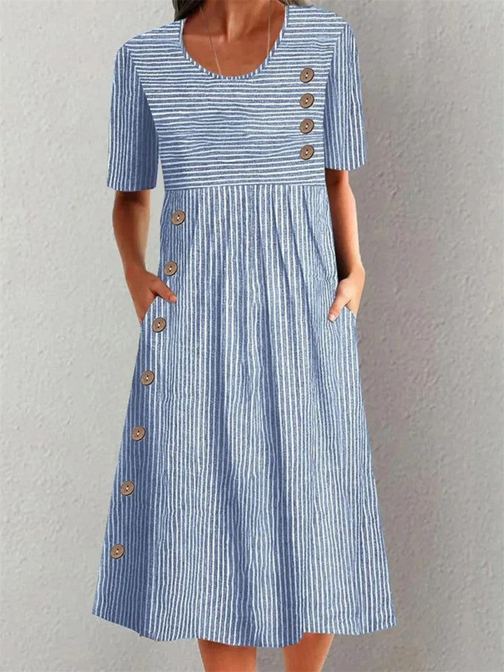 Lenna™ - STRIPED SOFT MIDI DRESS