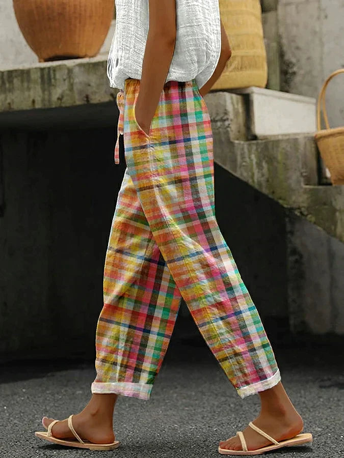 MICHELLE™ - COMFORTABLE CHECKERED PANTS WITH RELAXED FIT