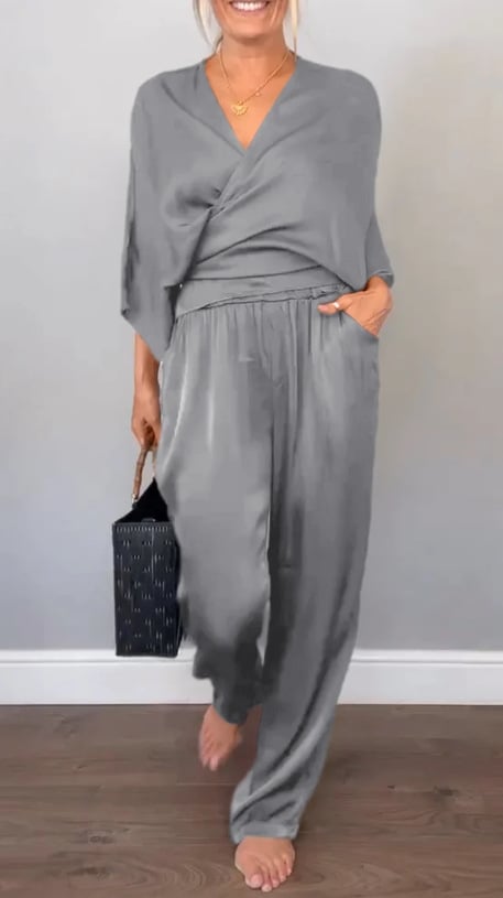 BALENA - FULL SIZE WRAP SURPLICE TOP AND PANTS