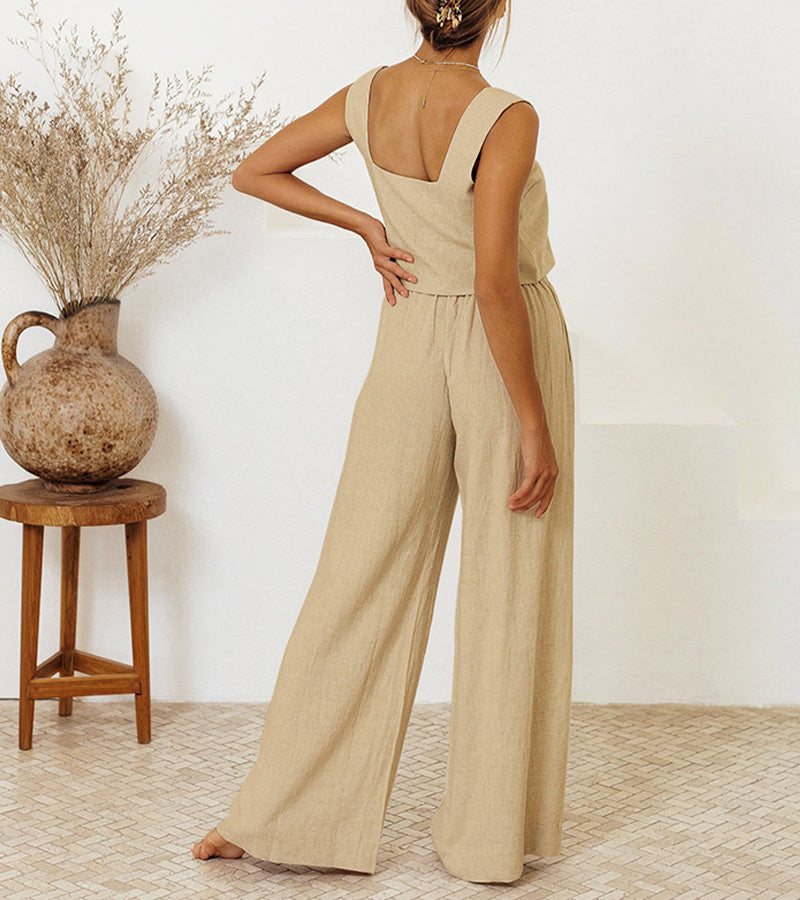 Evelyne | Luxe Minimalist Top & Wide-Leg Pants Set