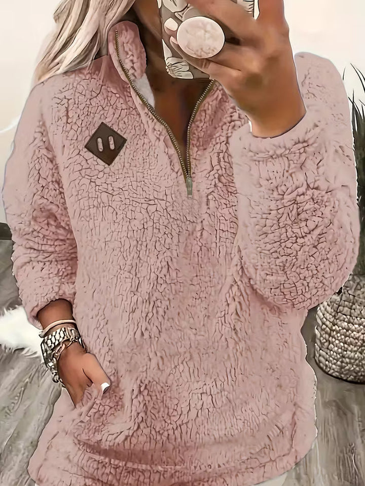 KORI - VELVET FEEL ZIP-UP SWEATER