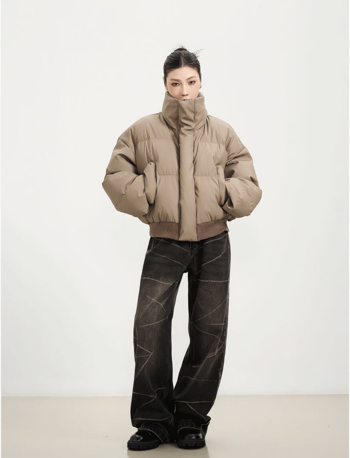 Ria | Puffer Jacket with Ribbed Hem and Zippered Pockets