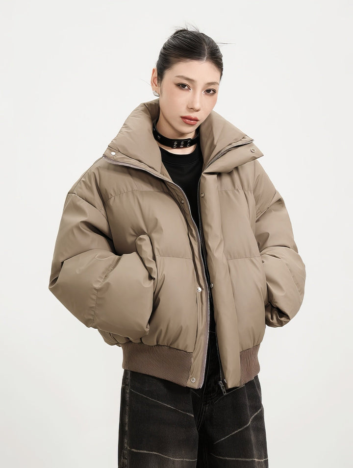 Ria | Puffer Jacket with Ribbed Hem and Zippered Pockets