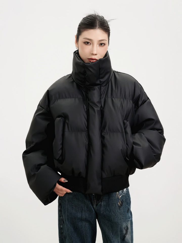 Ria | Puffer Jacket with Ribbed Hem and Zippered Pockets