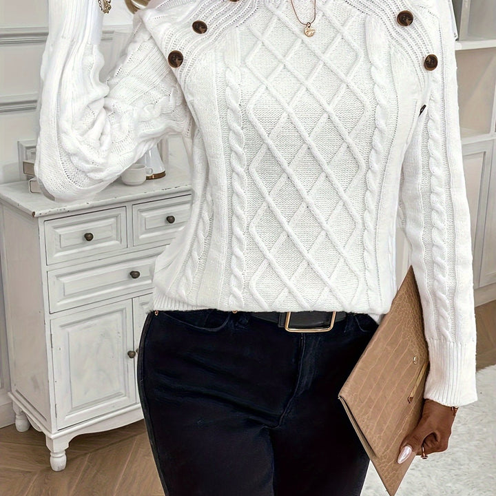 Evy | Plain Knitted Cable Sweater Round Neck