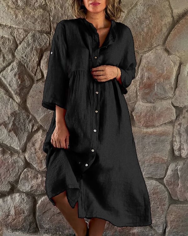MIRANDA - OVERSIZED COTTON LINEN DRESS