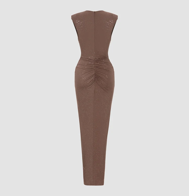 ANNIELLE - ELEGANT DEEP V PLEATED DRESS