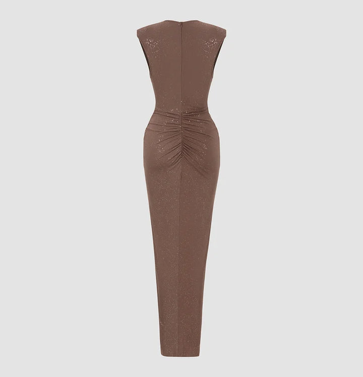 ANNIELLE - ELEGANT DEEP V PLEATED DRESS