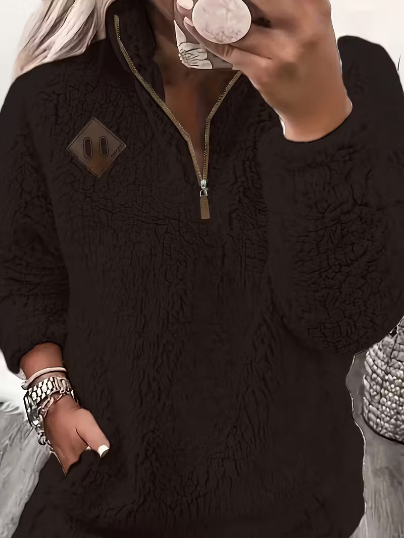 KORI - VELVET FEEL ZIP-UP SWEATER