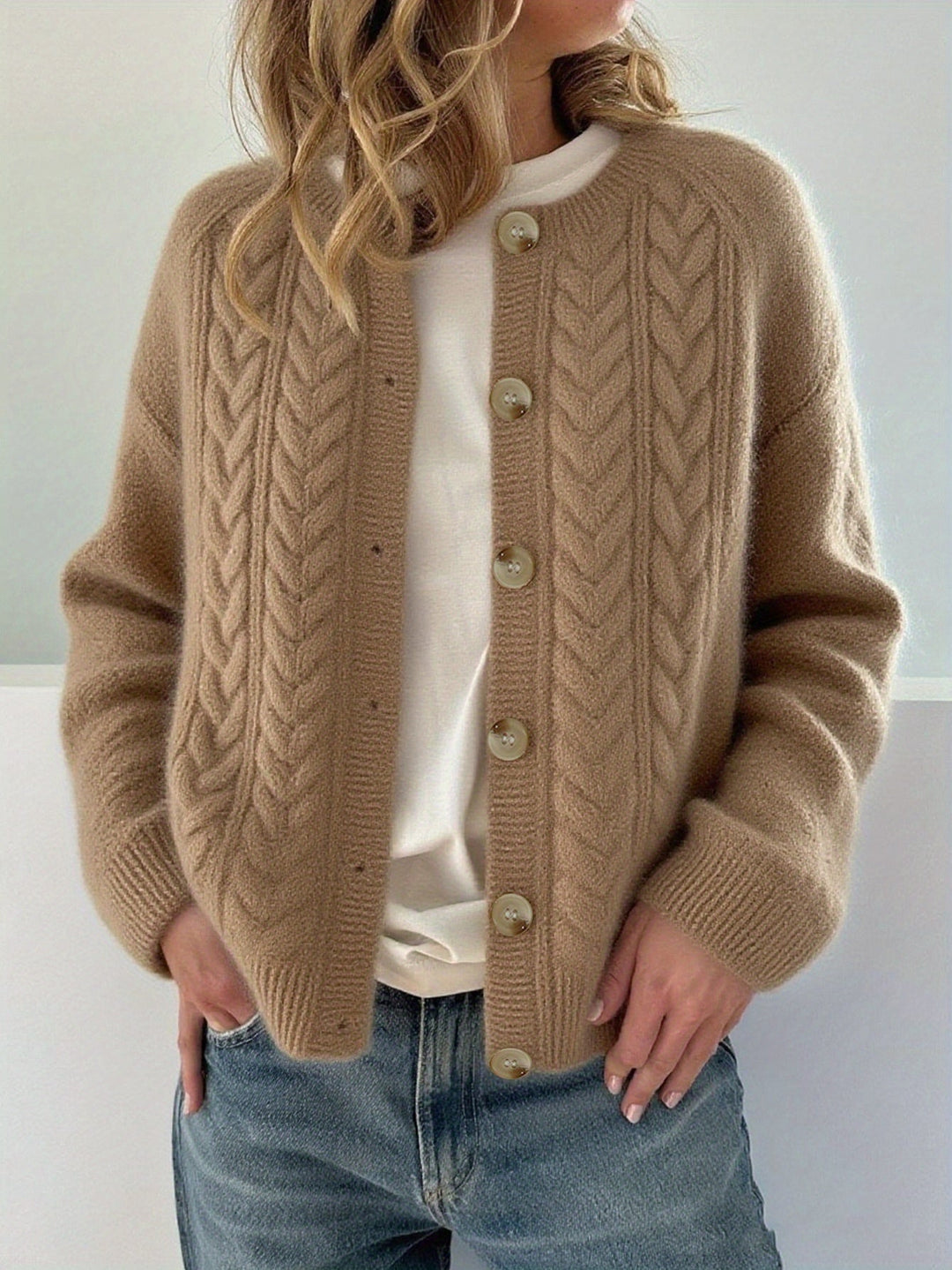 AMETHYST - CHIC BRAIDED STITCH CARDIGAN