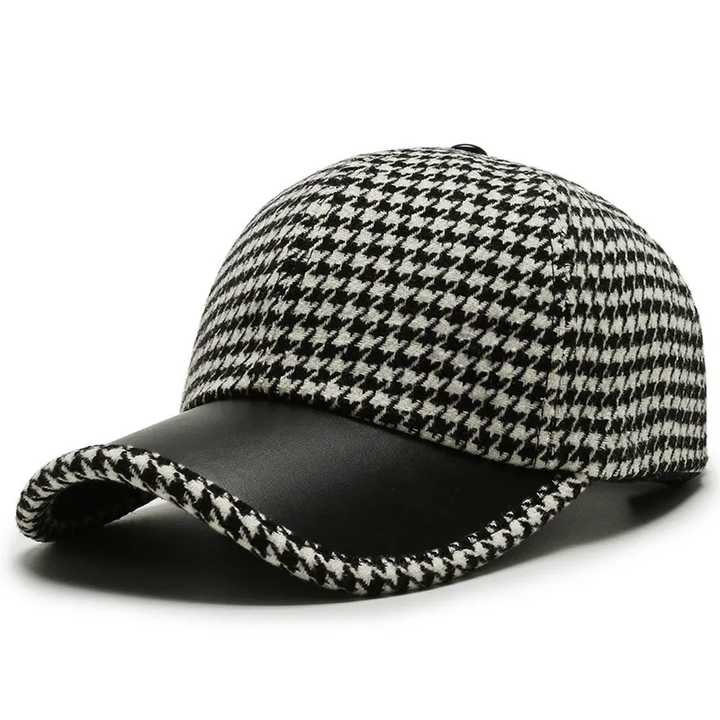 JORGE - HOUNDSTOOTH PATTERNED LEATHER CAP