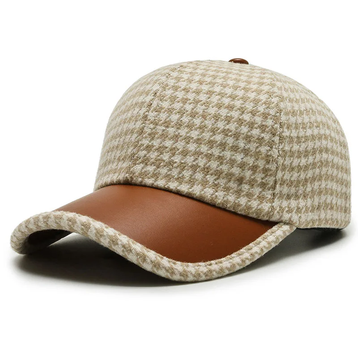 JORGE - HOUNDSTOOTH PATTERNED LEATHER CAP