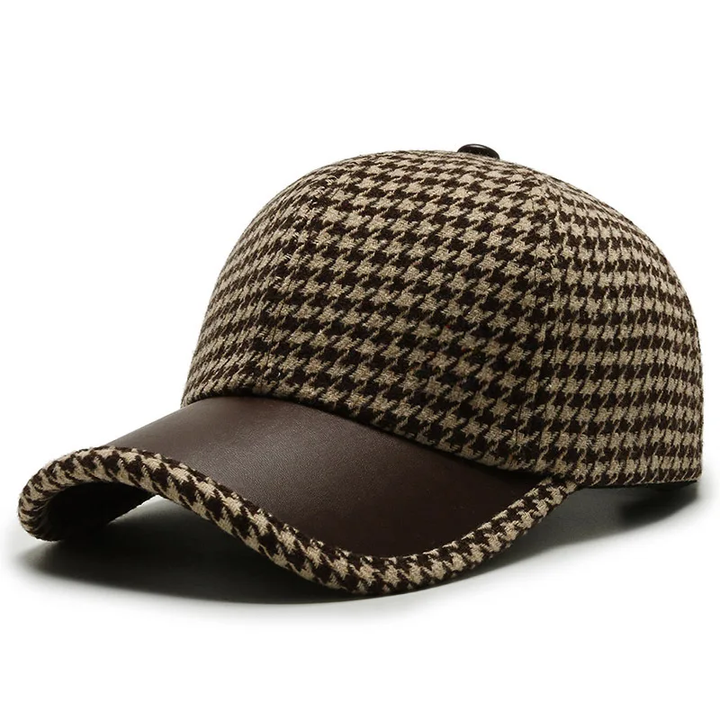 JORGE - HOUNDSTOOTH PATTERNED LEATHER CAP