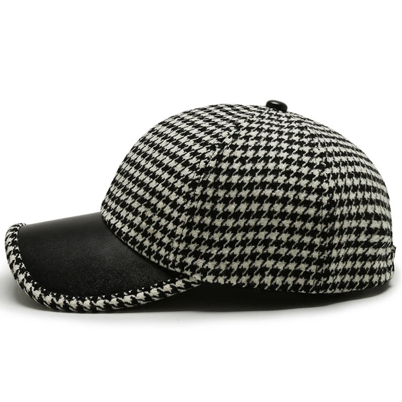 JORGE - HOUNDSTOOTH PATTERNED LEATHER CAP