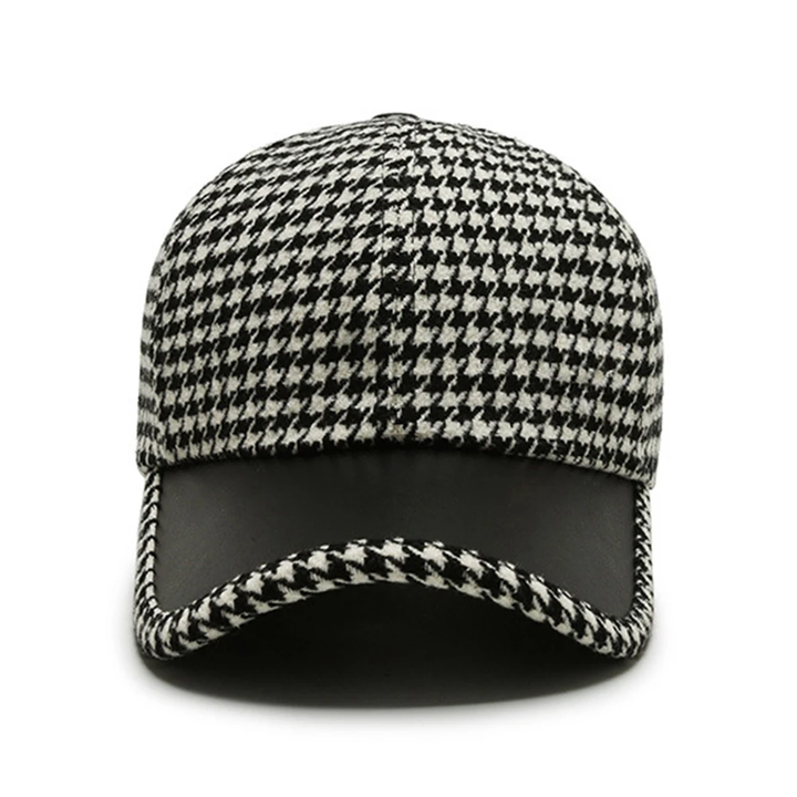 JORGE - HOUNDSTOOTH PATTERNED LEATHER CAP