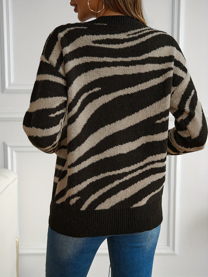 Stella | Zebra Print Knitted Sweater