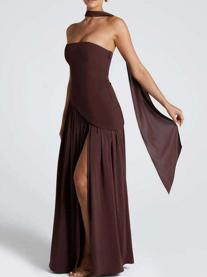 ESTELLE - SEXY STRAPLESS SLIT DRESS
