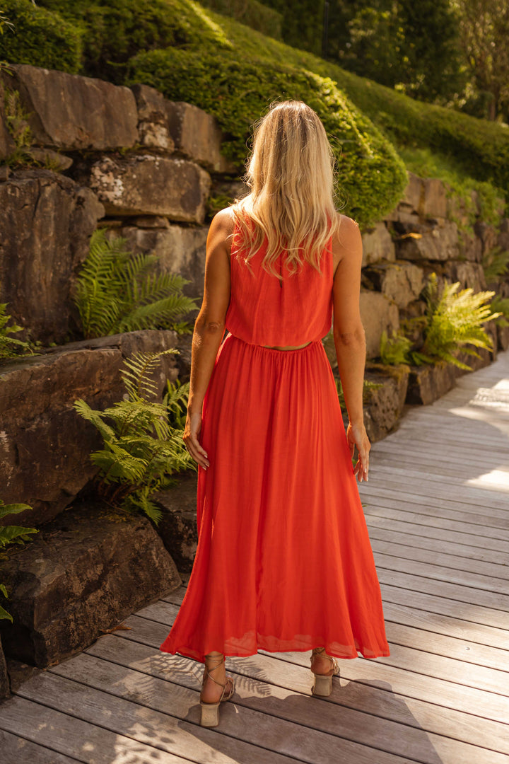 LISA™ - SUMMER DRESS WITH VIBRANT ORANGE COLOR
