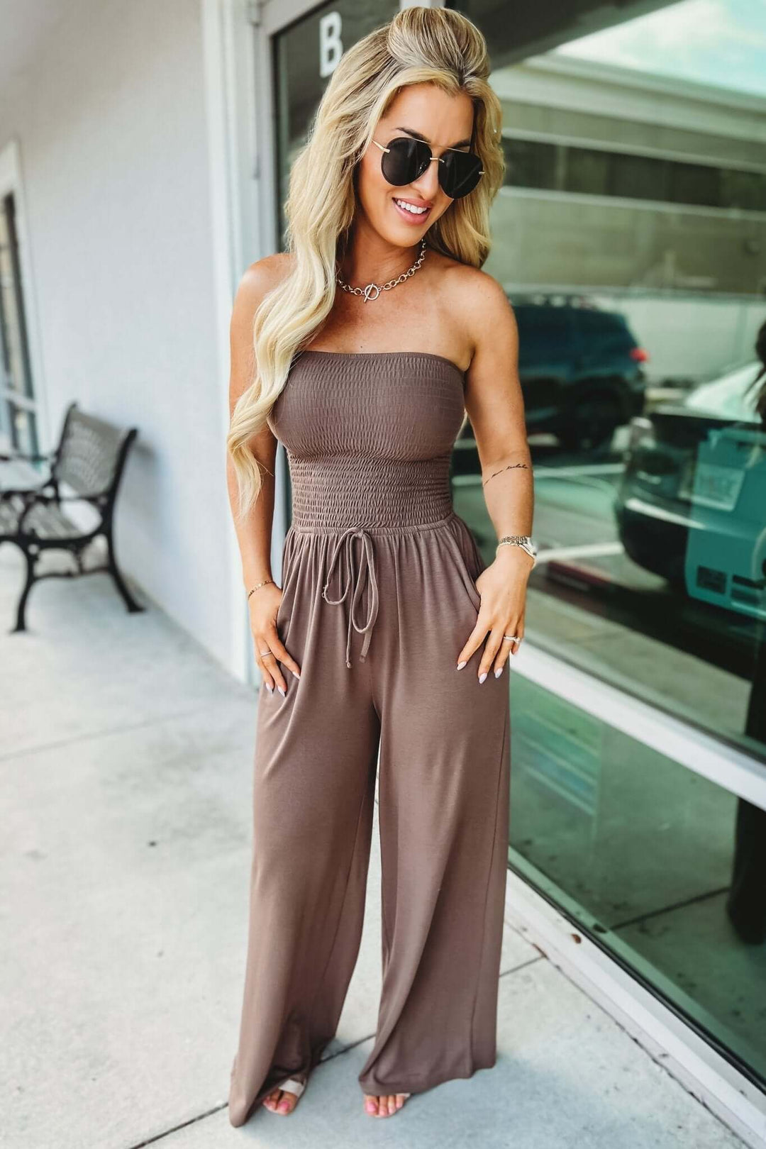 DESTINY - EFFORTLESS STYLE SMOCKED JUMPSUIT