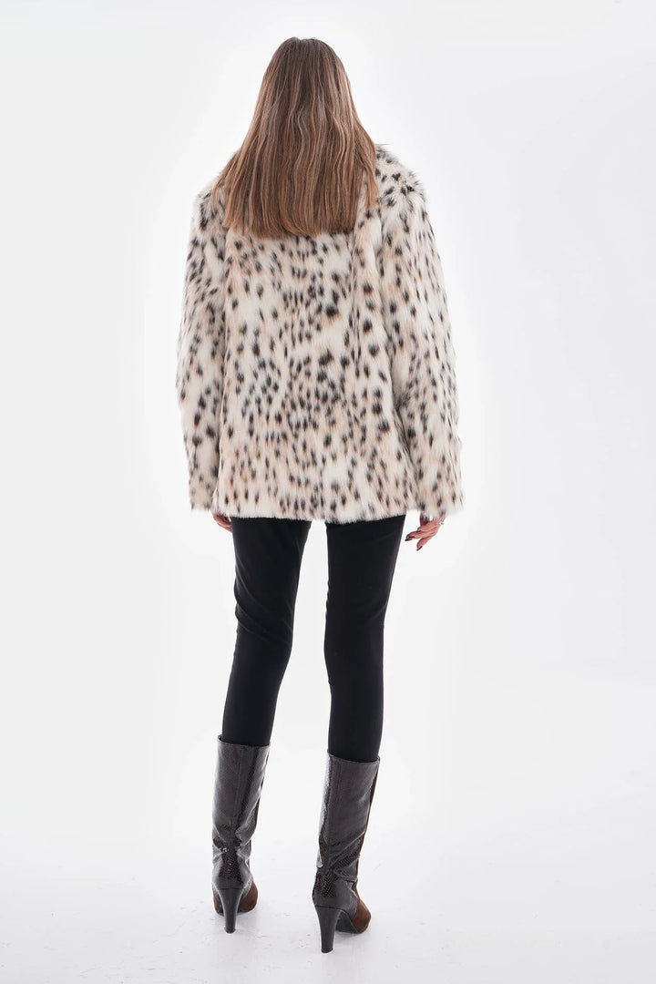 Thea | Snow Leopard Faux Fur Coat – Camel