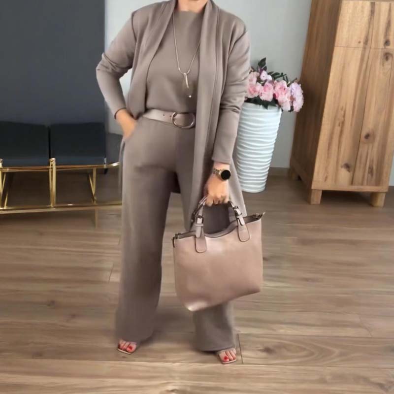 NATALIE - CLASSIC 3-PIECE SET WITH CARDIGAN TOP AND PANTS