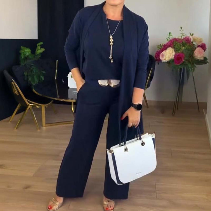 NATALIE - CLASSIC 3-PIECE SET WITH CARDIGAN TOP AND PANTS