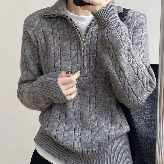 Fiona | Cotton Half Zip Sweater